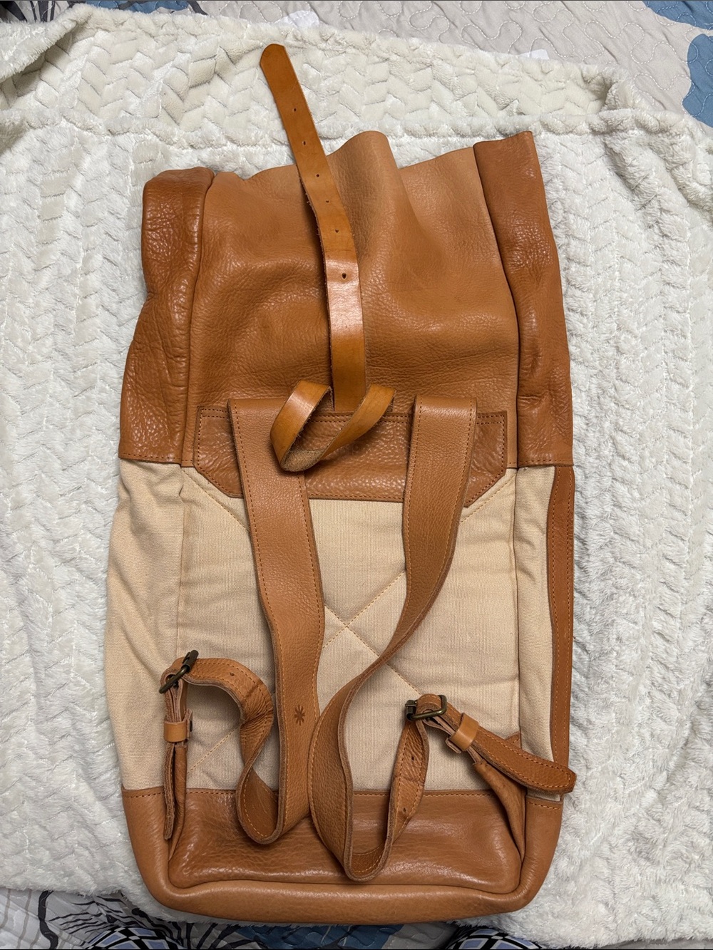 Canvas & Leather Two-Tone Tan Backpack